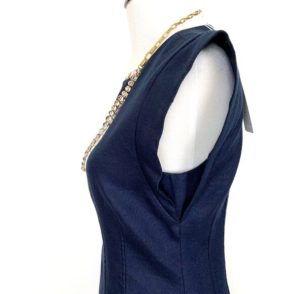 New Veronica Beard Navy Sleeveless Mini Sheath Dress Sz 4-6 - Picture 12 of 16